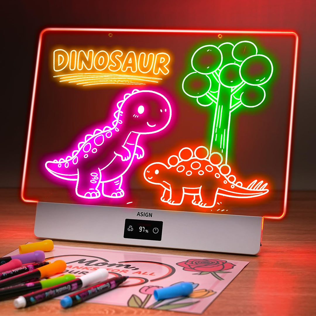 Wiederaufladbares LED-Zeichenbrett, 41,6 cm Lumiboard, 8 Farben und 3 Modi, LED-Notiztafel mit integ