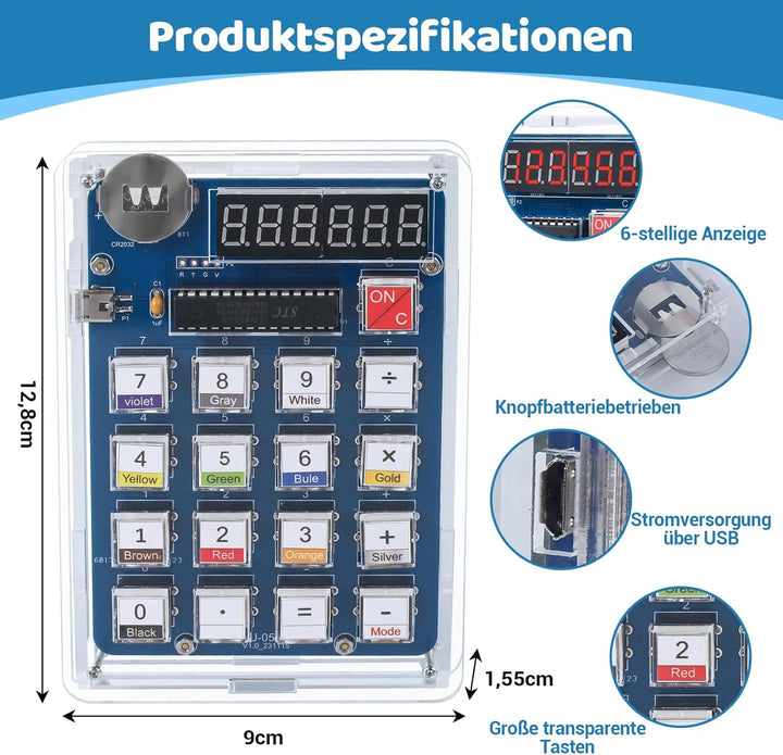 DONGKER DIY Lötübungsset, 6 Ziffern Lötprojekt Kit, DIY Löt Bausatz kit mit Display, Elektronische K