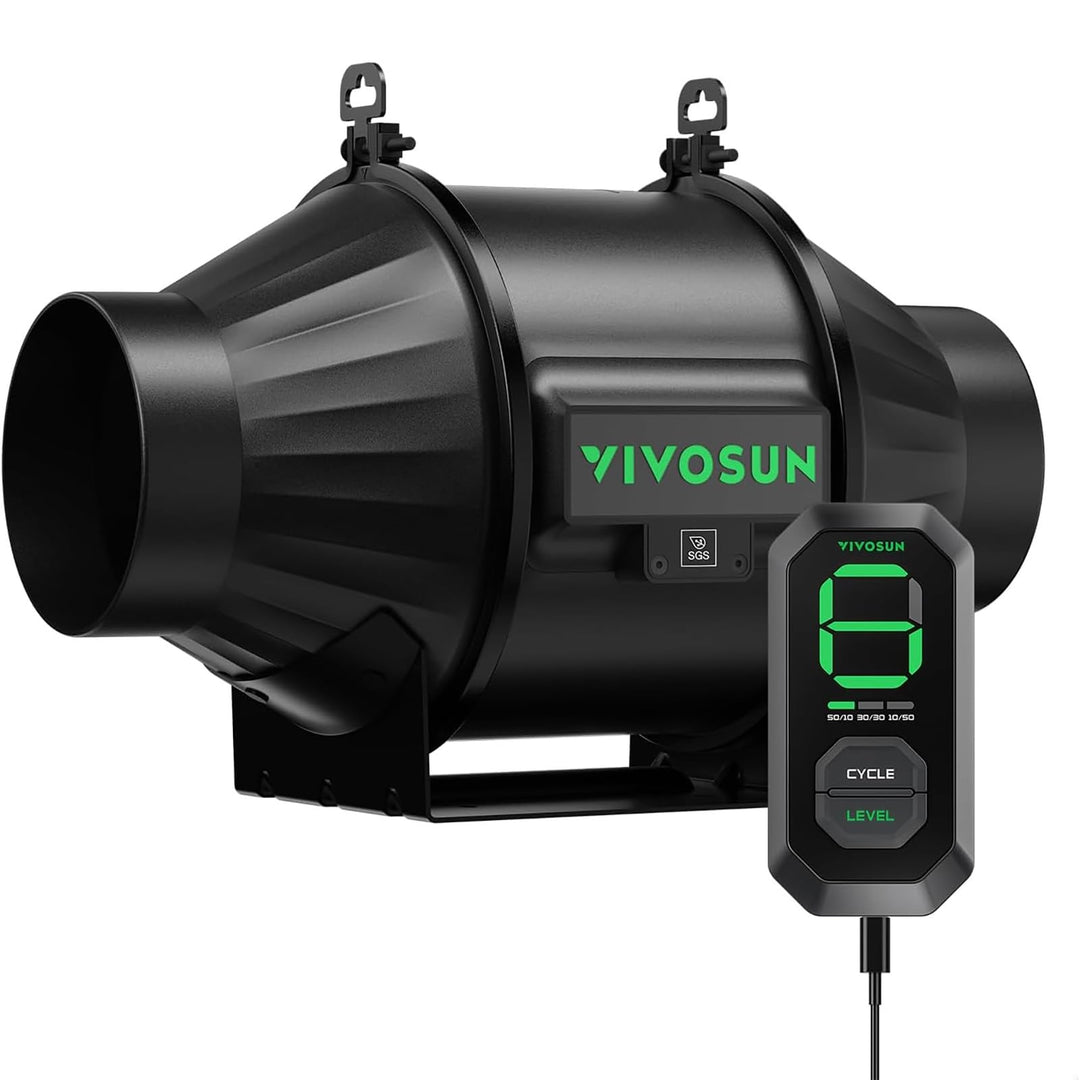 VIVOSUN AeroZesh T4 Rohrventilator 100 mm 357 m³/h Abluftventilator mit E12-Geschwindigkeitsregler,