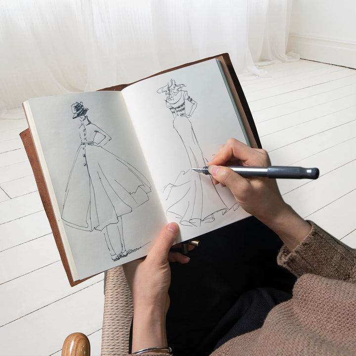 A5 Notizbuch Leder - DIN A5, 22x15cm - Nachfüllbares Reisetagebuch aus Echtem, Handgefertigtem Leder