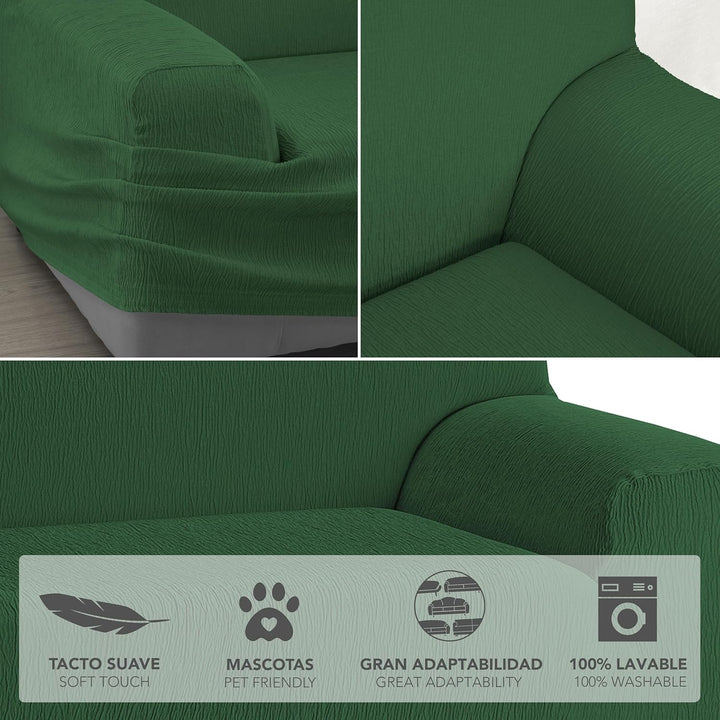 Martina Home Elastischer Sofabezug Modell Emilia 2 Plätze Flaschengrün (Verde Botella) 2 Sitzer Flas