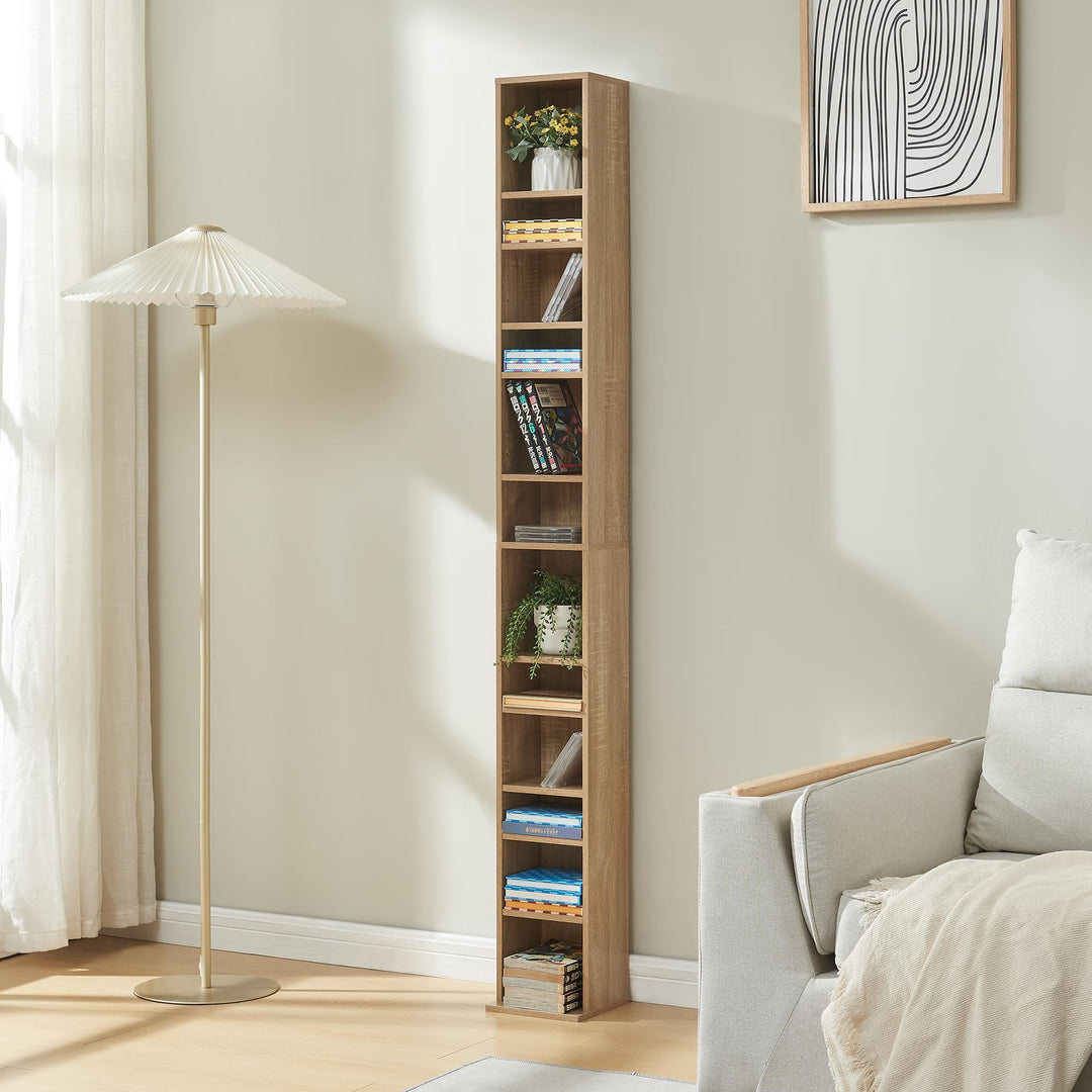 [en.casa] CD Regal Tynset DVD Regal mit 12 Ablagefächern CD Aufbewahrung 175 x 20 x 20 cm Standregal