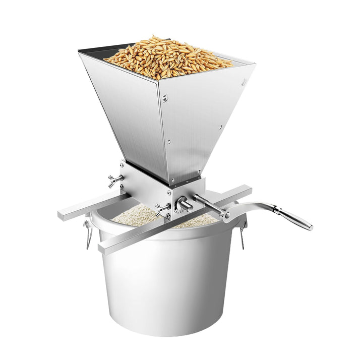 4L Manuelle Getreidemühle Malzmühle mit Kurbelgriff, Edelstahl Schrotmühle Verstellbar 0.1-2.5 mm, G