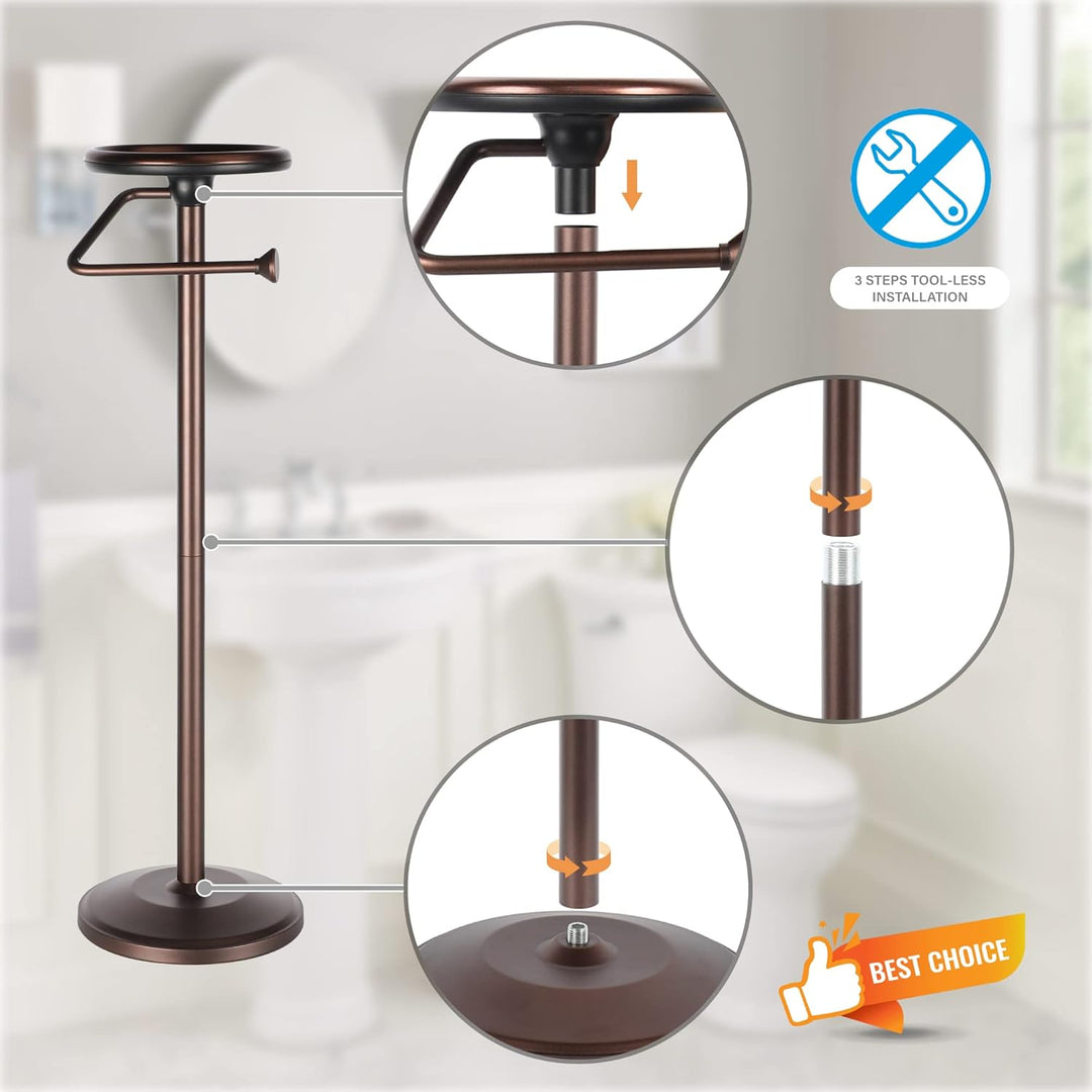 ZCCZ Toilettenpapierhalter freistehend mit Regal, Badezimmer Tissue Roll Spender Stand für Reserve L