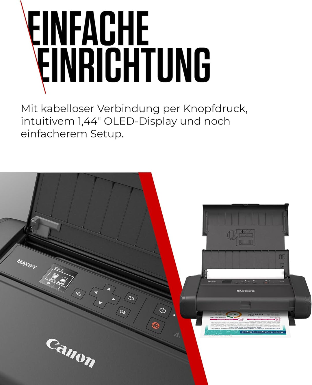 Canon MAXIFY BX110 Mobiler Drucker – WLAN-Drucker mit wiederaufladbarem Akku, druckt bis A4 | Perfek