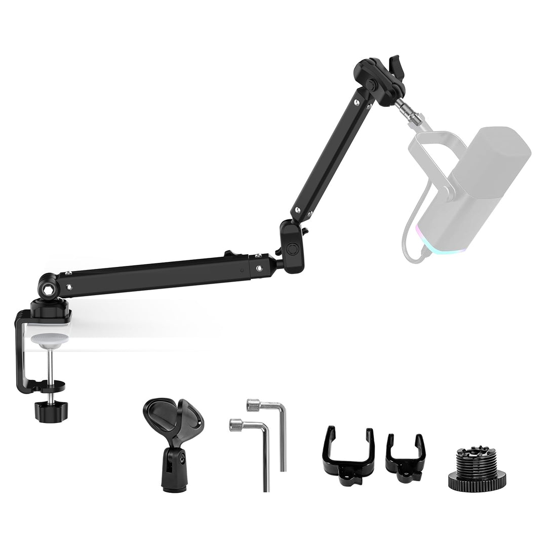 Kairiyard Mikrofonarm Boom Arm,Flach Verstellbarer Stangen Mikrofon Ständer mit Mikrofonclip,360° dr