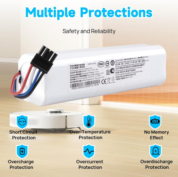 6800 mAh Akku kompatibel mit Dreame D9 D9 Pro D9 Max, D10 D10S D10 Plus, L10 L10S L10 Pro L10 Plus,