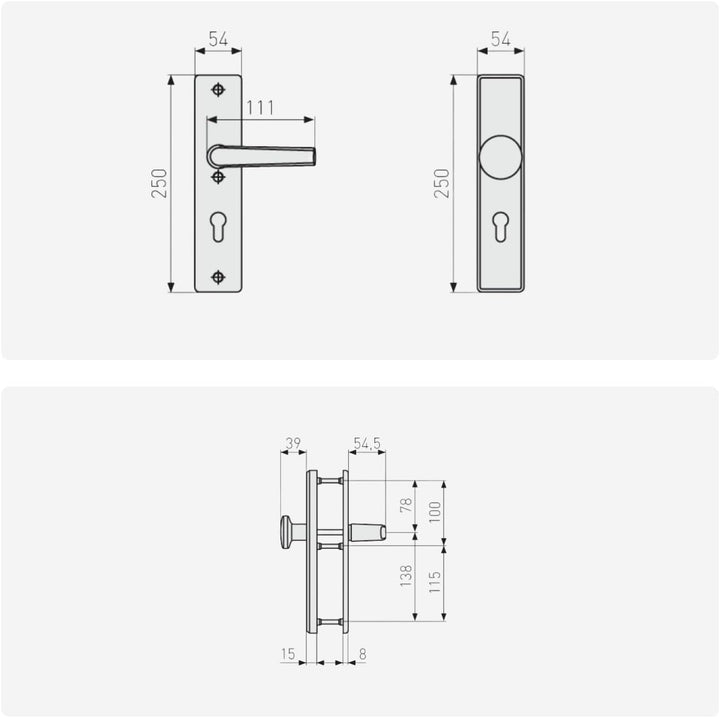 ABUS Tür-Schutzbeschlag KLS114 F3 messing mit beidseitigem Drücker 08297 F3 Messing Beidseitiger Drü