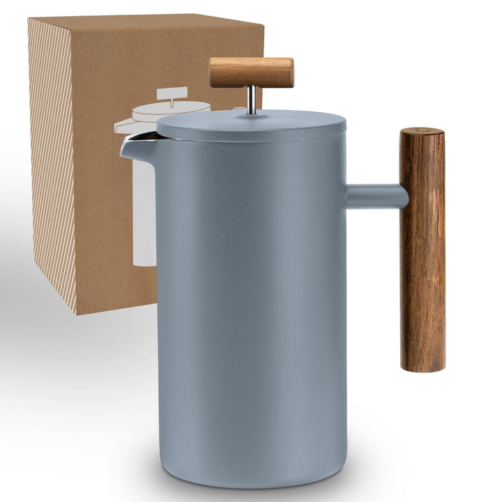 LAMBDA COFFEE® CALDERA Thermo French Press Edelstahl I 0,6 Liter - 3 Tassen Dusk Blue Blau I 3 Gröss