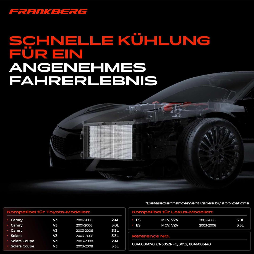 Frankberg Kondensator Klimaanlage Kompatibel mit ES MCV VZV 2001-2006 Camry Stufenheck ACV3 MCV3 XV3