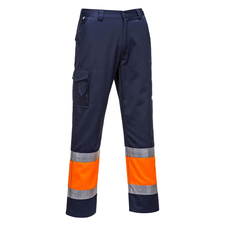 Portwest 2-farbige Warnschutz-Combat Hose, Grösse: XL, Farbe: Orange/Marine, E049ONRXL