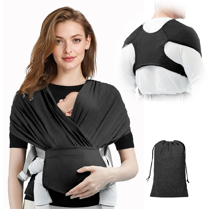 AOOWU Tragetuch Baby Neugeborene mit Schnalle, Freihändiges Babytragetuch im T-Shirt-Design, Einfach
