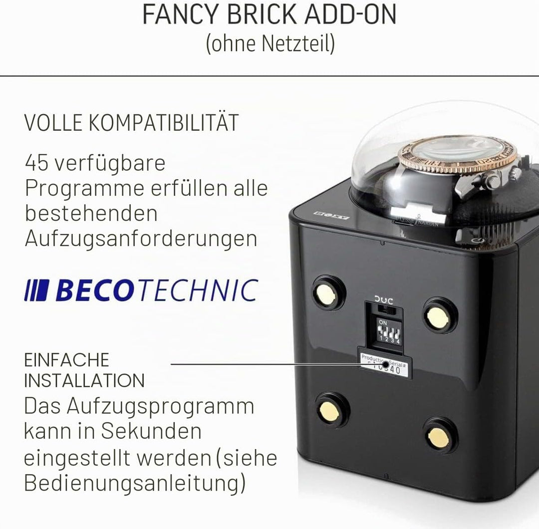 Beco Technic Boxy Fancy Brick Carbon Uhrenbeweger PRO1 2024 mit Netzadapter und 2 Haltekissen - Erwe