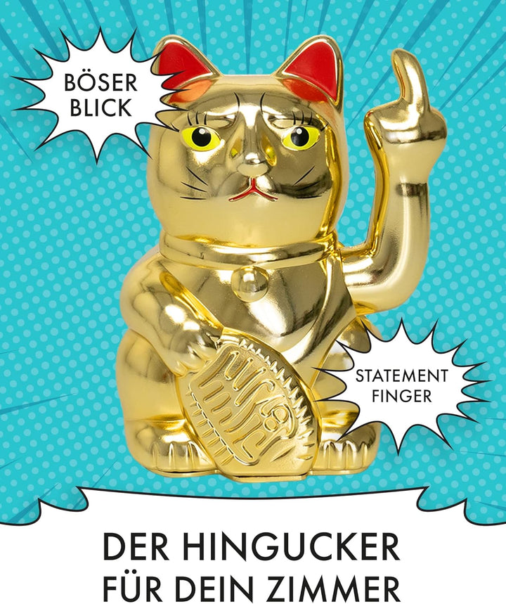 ANGRY CAT - Winkekatze Lucky CAT - Lustige winkende Katze - japanische Winkkatze - Dekoartikel Wacke
