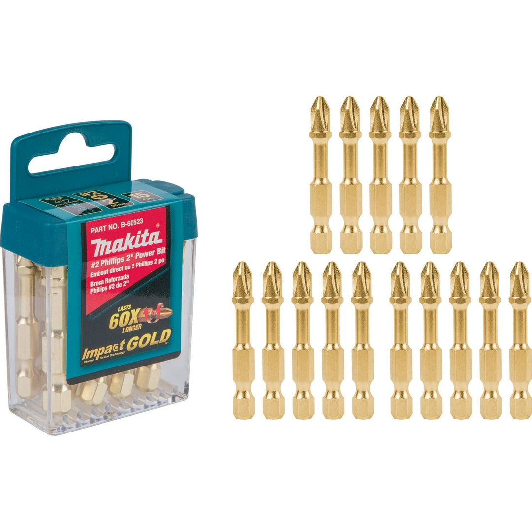 Makita B-60523 Impact Gold #2 Phillips 5,1 cm Power-Bit, 15 Stück