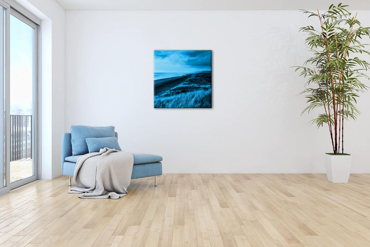 deyoli Neuseeland Küste Format: 70x70 Effekt: Monocrome Blau als Leinwand, Motiv fertig gerahmt auf
