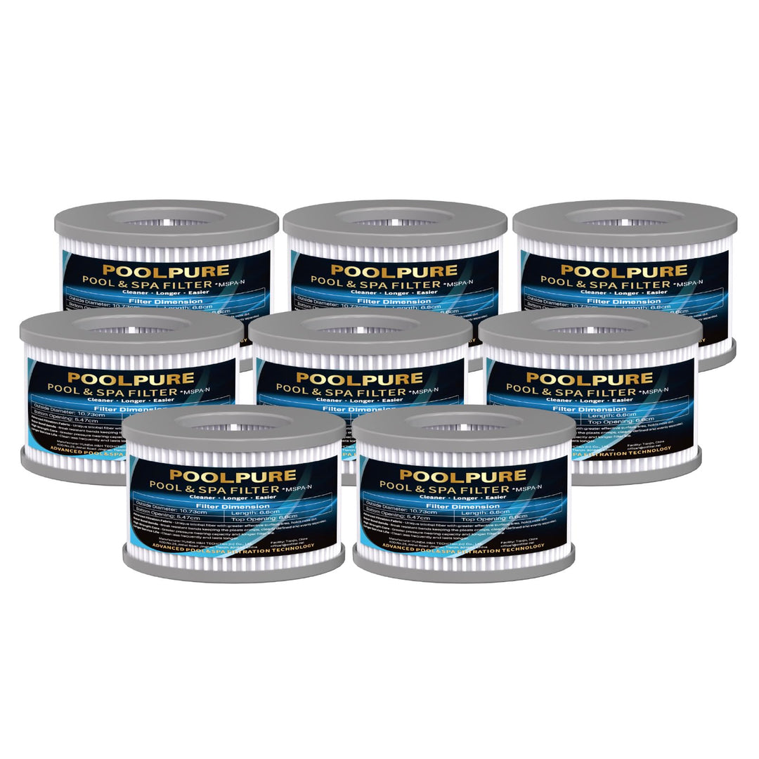 POOLPURE (8er Set) Ersatzfilter kompatibel mit MSpa FD2089 – Filterkartusche für aufblasbare Whirlpo