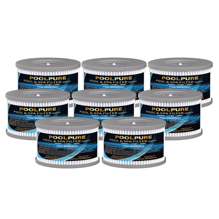 POOLPURE (8er Set) Ersatzfilter kompatibel mit MSpa FD2089 – Filterkartusche für aufblasbare Whirlpo