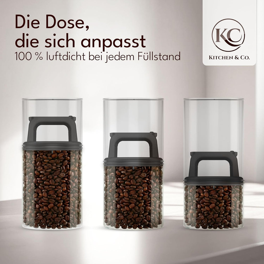 Kitchen&Co. Kaffeedose mit Vakuumdeckel, Luftdichte Aufbewahrung, Vorratsdose luftdicht, mottensiche