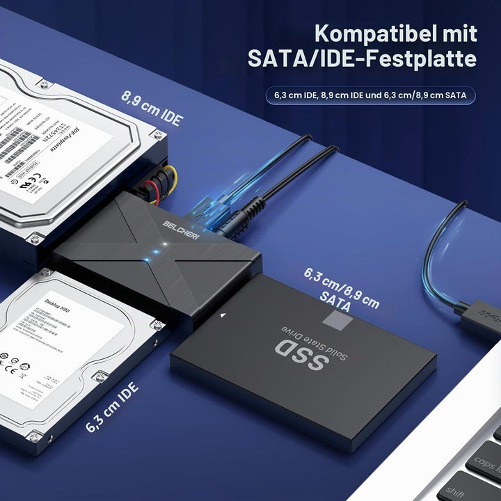USB 3.0 auf IDE- und SATA-Adapter, externer Festplattenadapter für universelle 2,5 oder 3,5 Zoll SAT