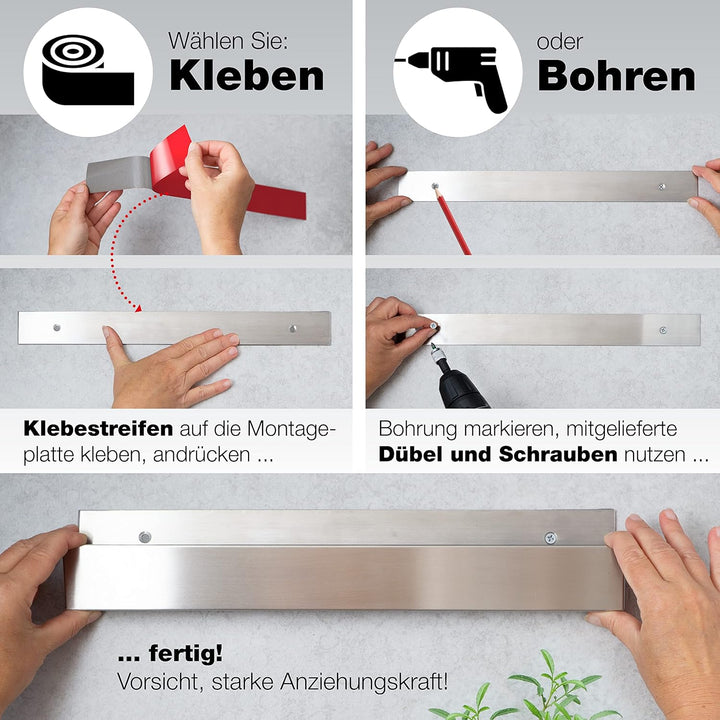 Moritz & Moritz Magnetleiste Messer selbstklebend 40cm – Messer Magnetleiste zum Kleben oder Bohren