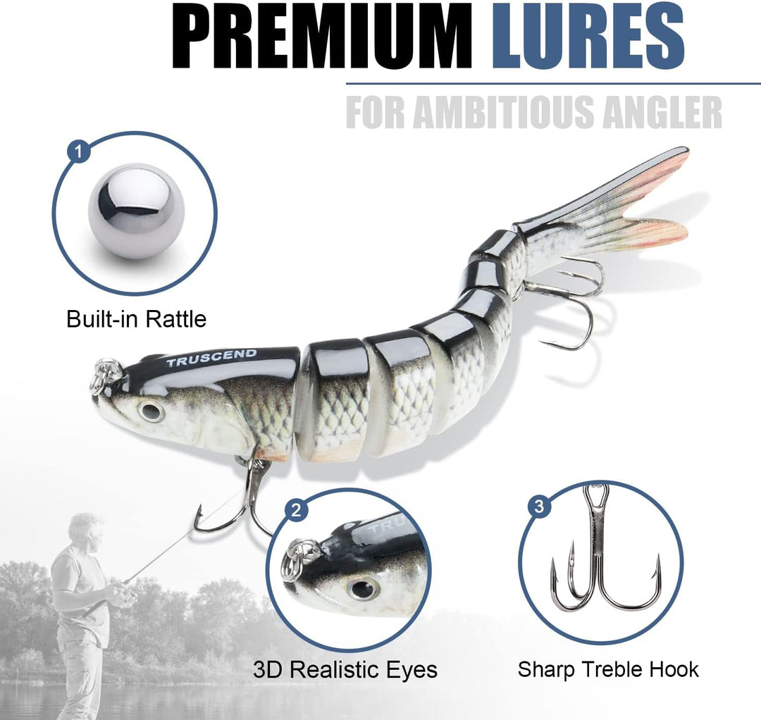 TRUSCEND Kunstköder Hecht, Fisch Köder für Zander Barsch Forellen Wobbler Swimbait, Angelköder Fisch