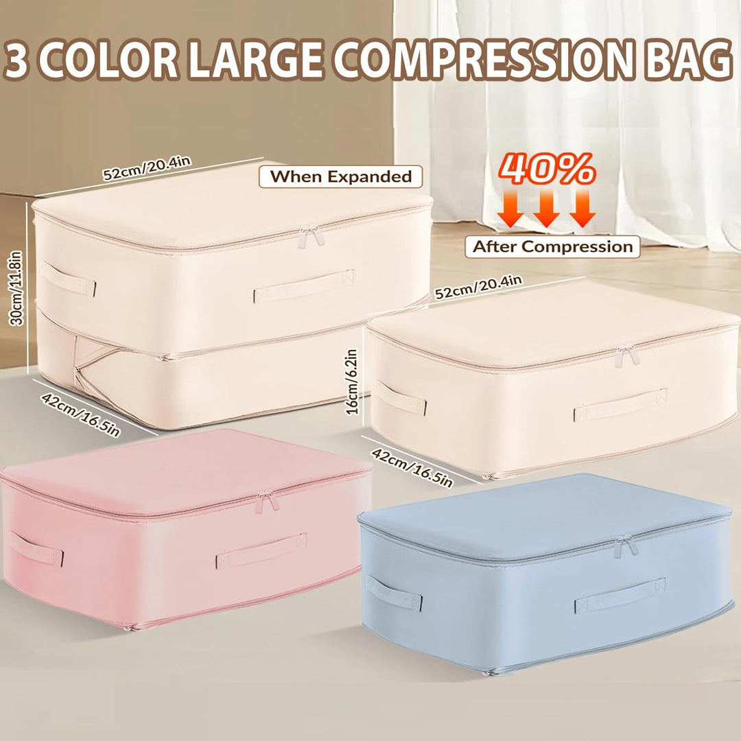 3 Stück Ultra Platzsparender Selbstkomprimierender Organizer, 52x42x30cm Aufbewahrungstasche für Bet