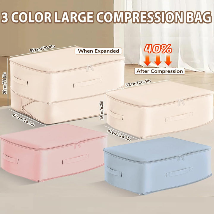 3 Stück Ultra Platzsparender Selbstkomprimierender Organizer, 52x42x30cm Aufbewahrungstasche für Bet