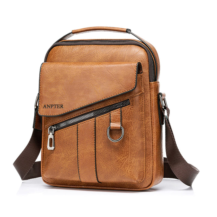 ANPTER Umhängetasche Herren Schultertaschen Herrentasche Ledertasche Shoulder Bag Seitentasche Cross