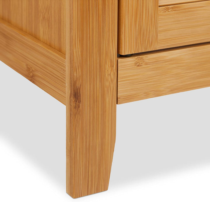 Relaxdays Waschbeckenunterschrank LAMELL, 2 Türen, Waschbecken &amp; Waschtisch, Bambus &amp; MDF, HBT: 60 x