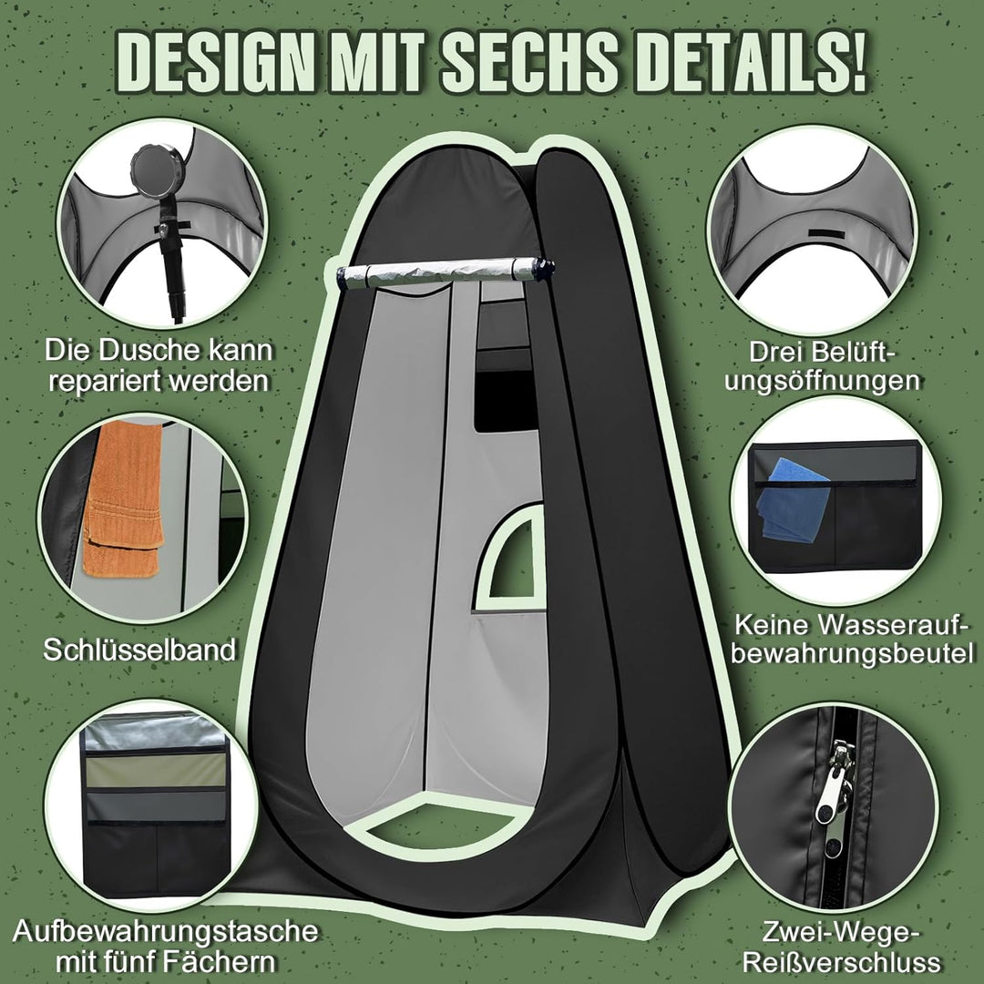 Charmofun Duschzelt Camping, Toilettenzelt Pop Up Umkleidezelt UV-Schutz, Mobile Tragbar WC Zelt mit
