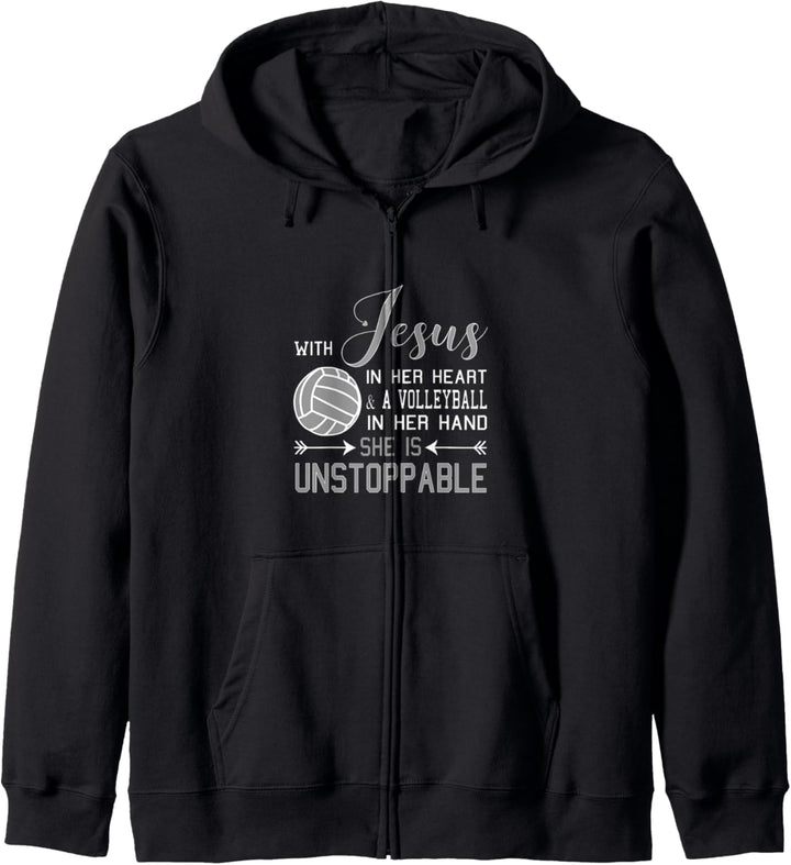 Mit Jesus im Herzen und einer Volleyballhand ist sie Kapuzenjacke