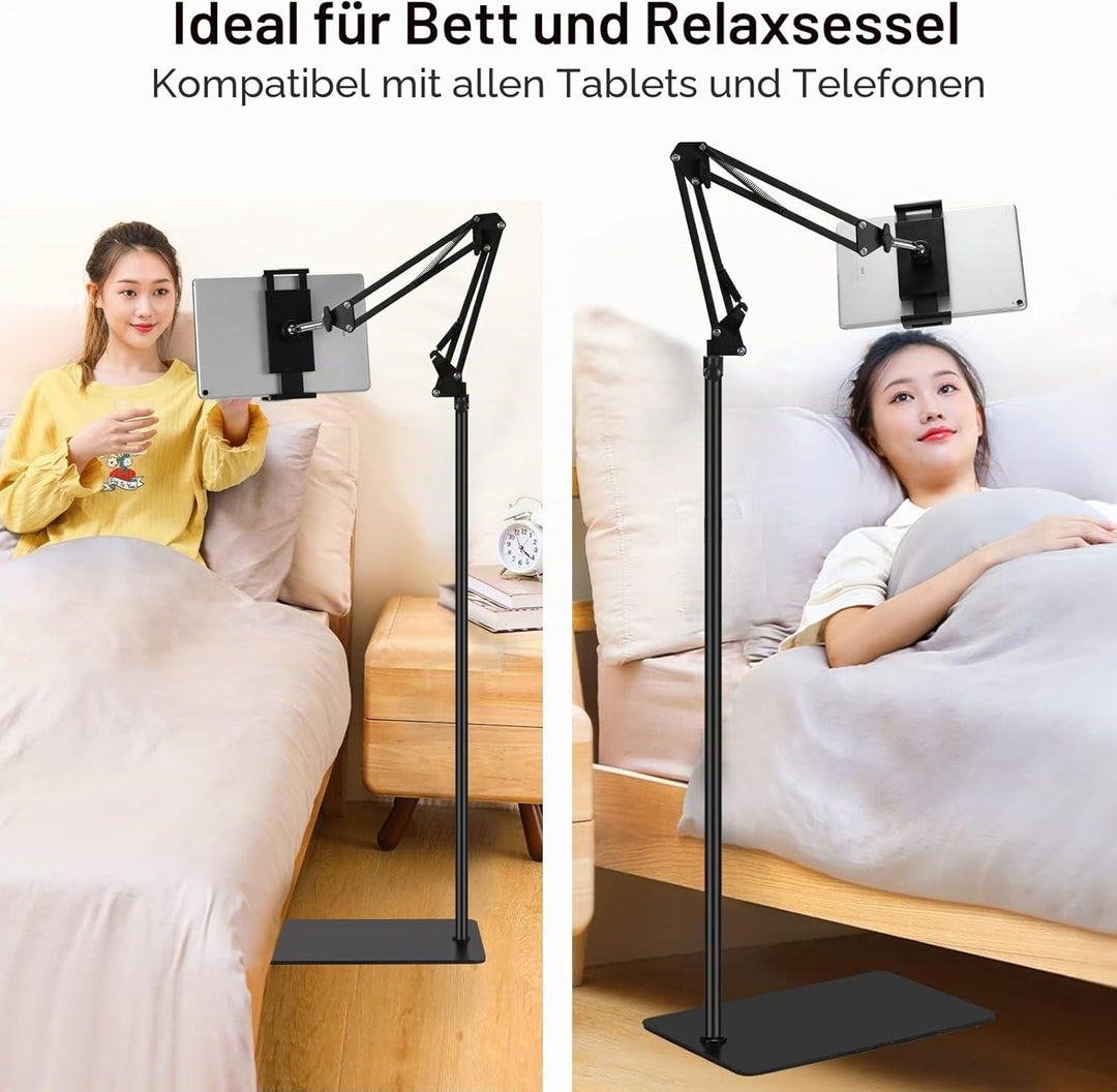 Tablet-Bodenständer, verstellbar, universal, um 360 Grad drehbar, Metall-Tablet-Halterung, Handy-Stä