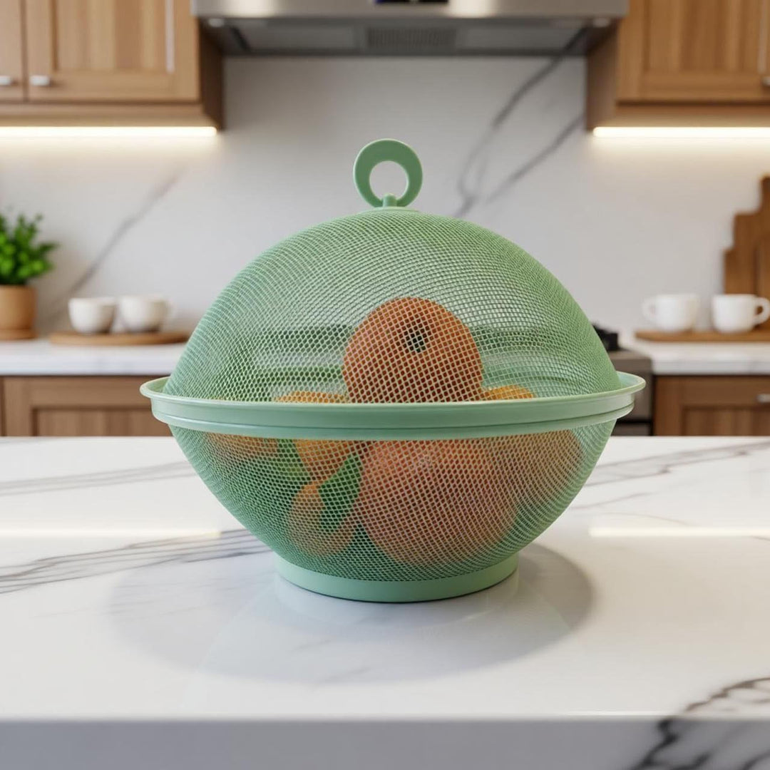 Obstschale mit Deckel, Obstkorb aus Metall - Netz-Obstschalen in Mehreren Farben, Langlebiger & Deko