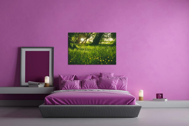deyoli zauberhafte Butterblumen auf einer Wiese Format: 80x60 als Leinwand, Motiv fertig gerahmt auf