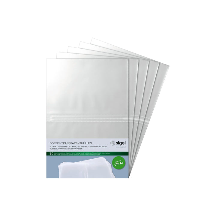 SIGEL SM181/5 Doppel-Transparenthüllen für A5, 5-er Pack, 10 Stück 50 Stück A5, 50 Stück A5