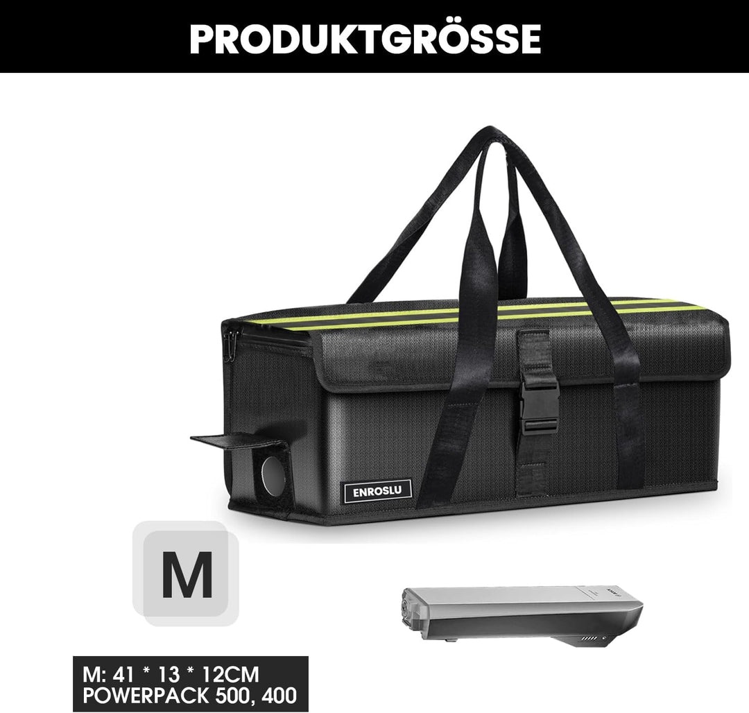 ENROSLU Ebike Akkutasche, 8 Schichten Brandschutz, Feuerfeste Akkutasche bis 1800 °C, Wasserdicht, E