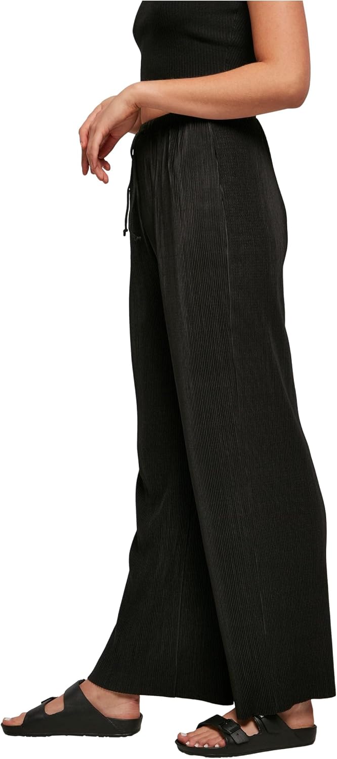 Urban Classics Damen Ladies Plisse Pants S Schwarz, S Schwarz