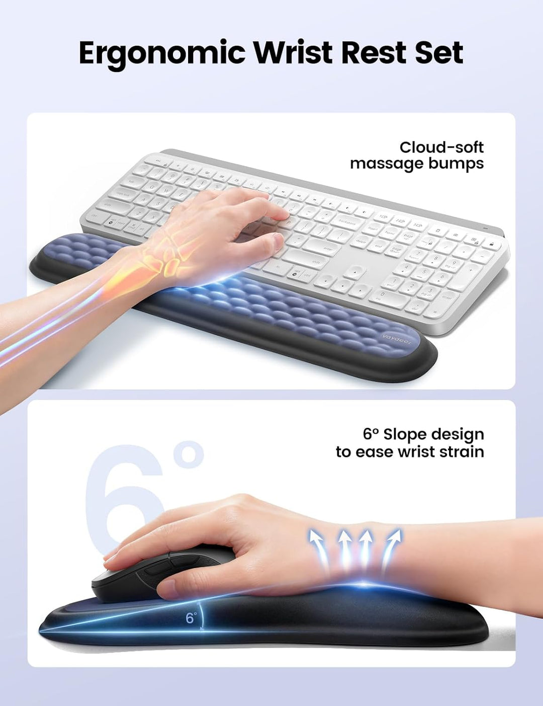 meatanty Ergonomisches Mauspad mit Gelkissen [Schmerzlinderung] [Gesunde Haltung] [Memory-Schaum] [H