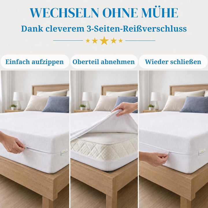 PROCAVE Matratzenbezug 200x210 cm Frottee unversteppt | Matratzen-Höhe 16-22cm | Matratzenschoner 20