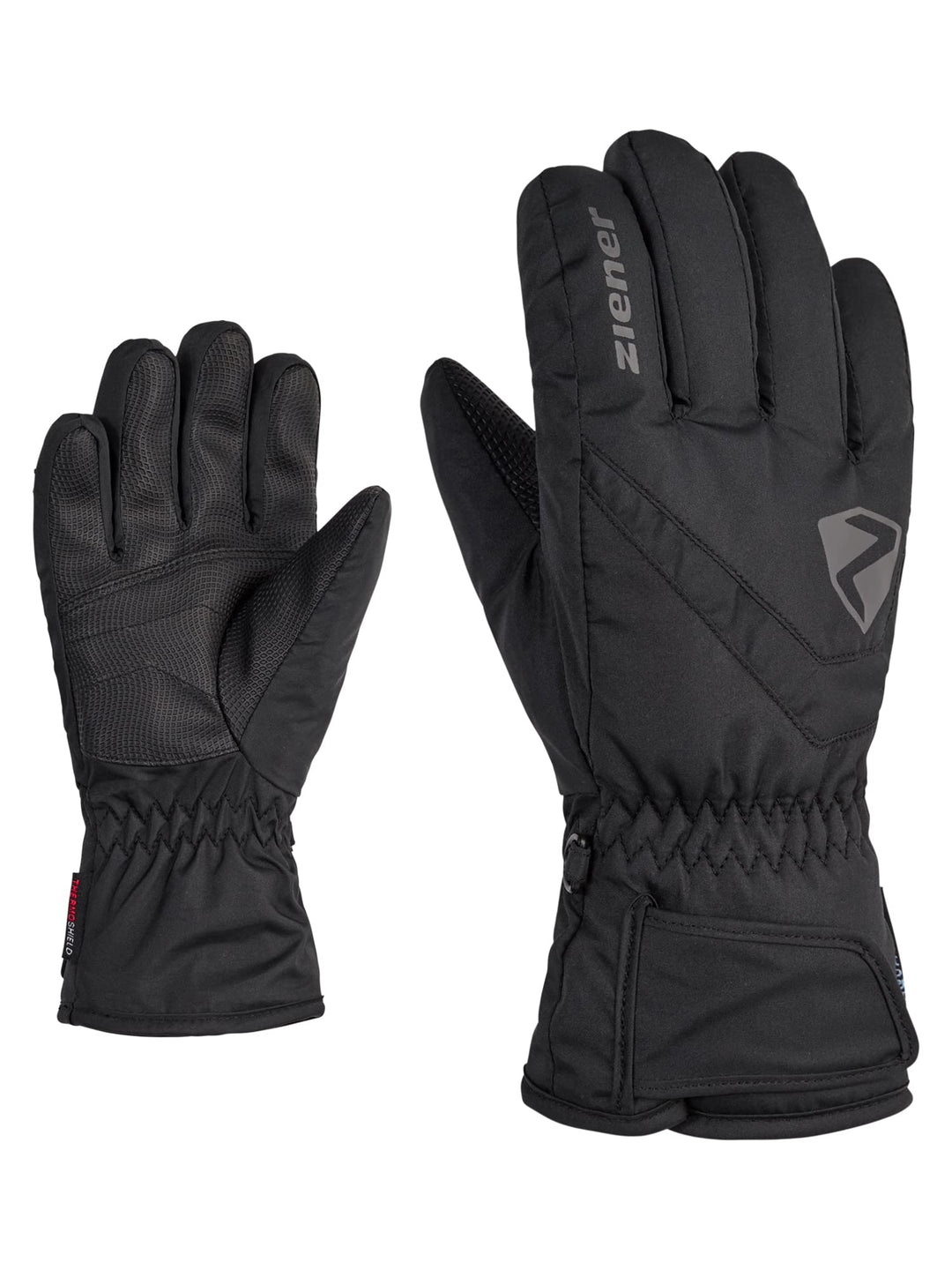 Ziener Kinder Loriko Ski-Handschuhe/Wintersport | wasserdicht, atmungsaktiv 3 Schwarz, 3 Schwarz