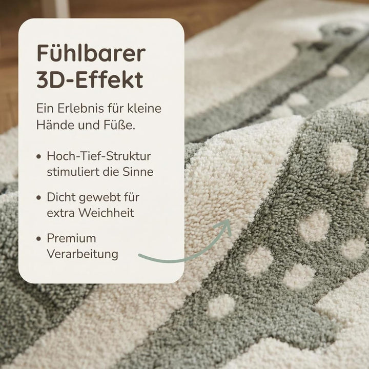 the carpet Jungle Kids Teppich für Kinderzimmer, Kinderteppich, 3D-Effekt, Pflegeleicht, strapazierf