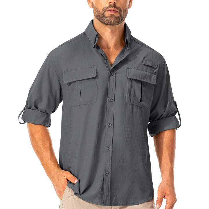 Hemd Herren Safari UPF50+ UV Schutz Wanderhemd Herren Langarm Funktionshemd Outdoorhemd Atmungsaktiv