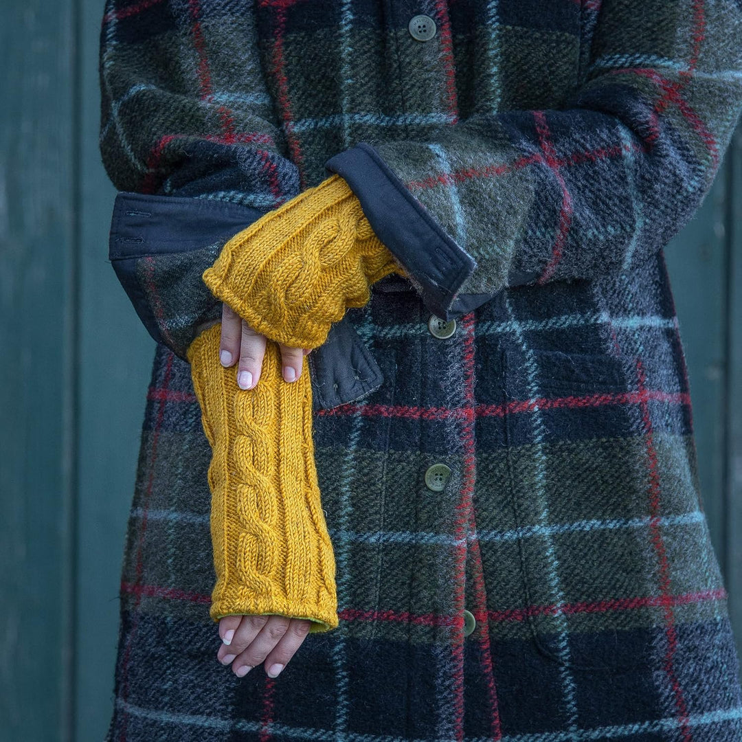 McRon Damen Gestrickte Pulswärmer Modell Emily schieferblau, schieferblau