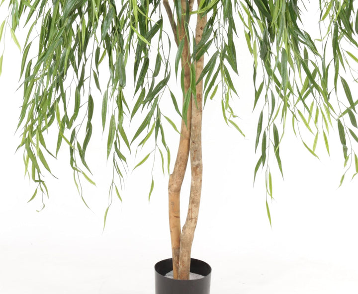 Trauerweide Kunstbaum, ca. 185cm hoch mit Naturstamm - Grosser künstlicher Weidenbaum mit Echtholz S