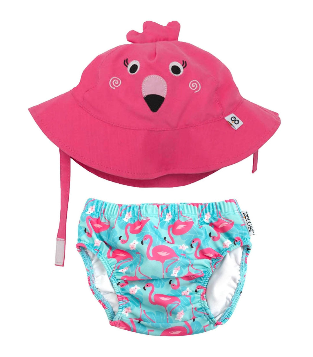 ZOOCCHINI LSF 50+ Baby Schwimmwindel &amp; Sonnenhut Set, Franny der Flamingo, 3-6 Monate