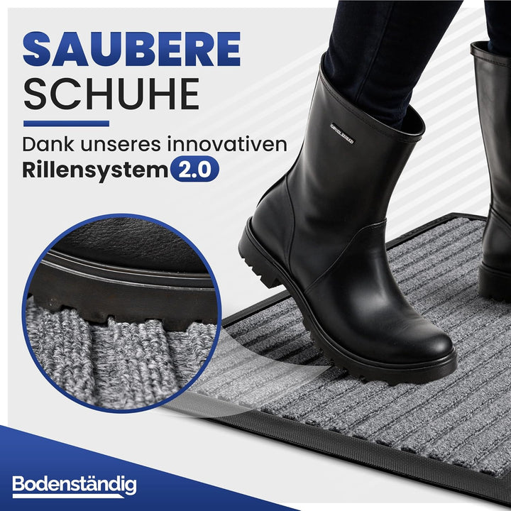 Fussmatte aussen - extrem rutschfest & langlebig - Fussabtreter aussenbereich grau 60x90cm - Türmatt
