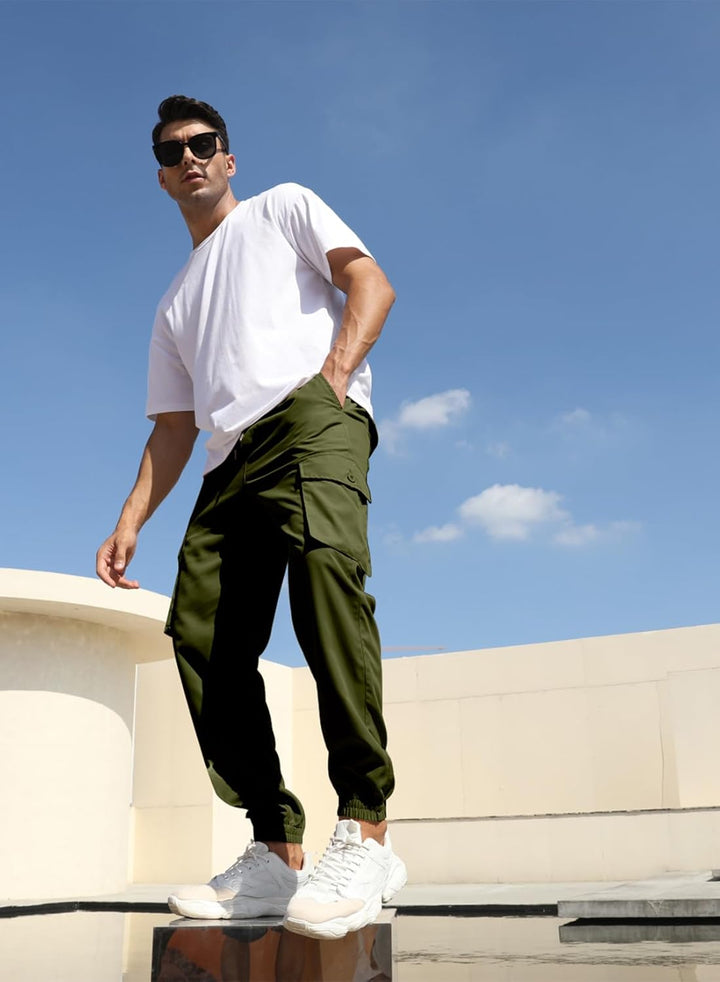 Elegancity Cargohose Herren Lang Casual Jogginghose Stretch Arbeitshosen Regular Fit Cargo Hosen Ela