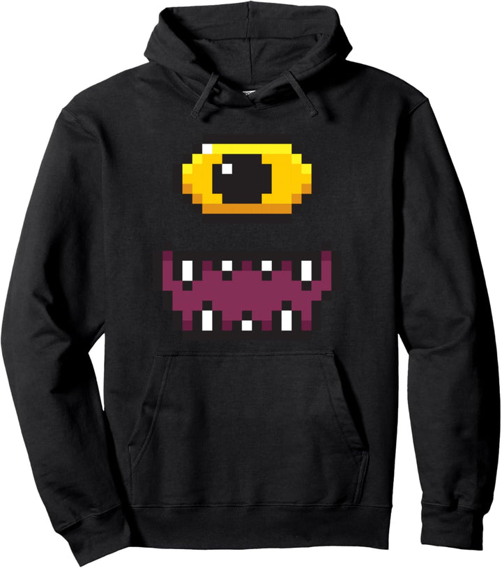 8bit Pixel Gaming Monsterface - Retro Gaming Pullover Hoodie