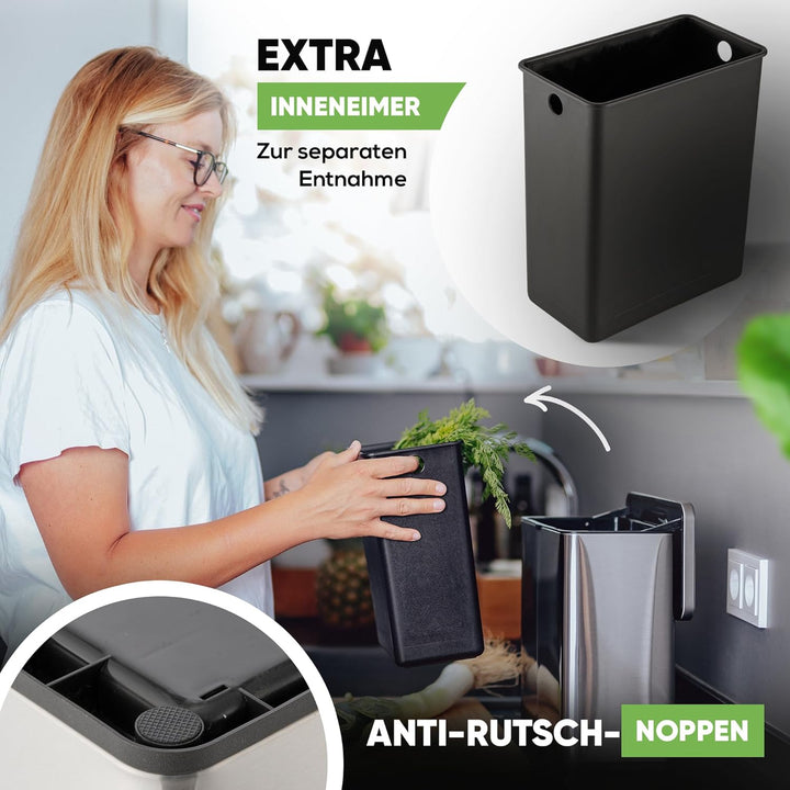 equipps Bio Mülleimer 6L | Komposteimer Küche für Bio Müll & Co | Mülleimer mit Geruchsfilter | Komp